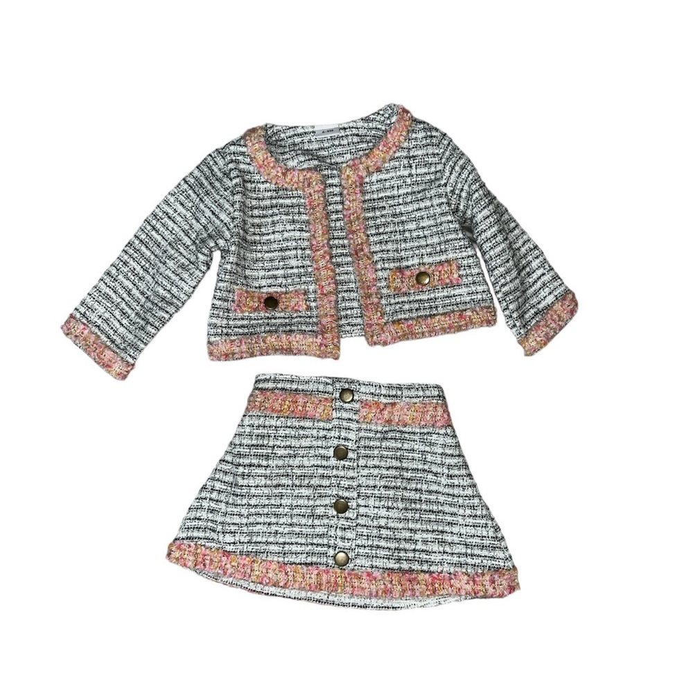 Canrulo Baby Girls Autumn 2pcs Striped Long Sleeve Cardigan and Skirt